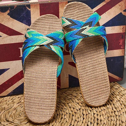 Retro Handmade Non-Slip Linen Slippers