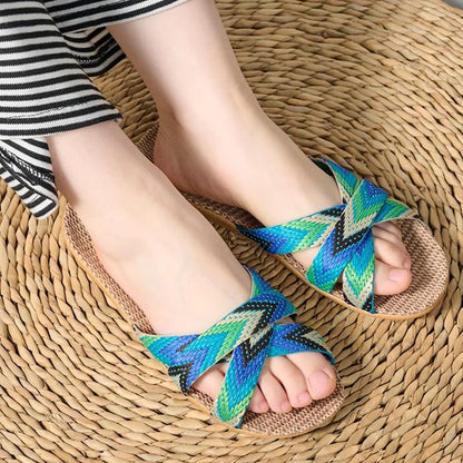 Retro Handmade Non-Slip Linen Slippers