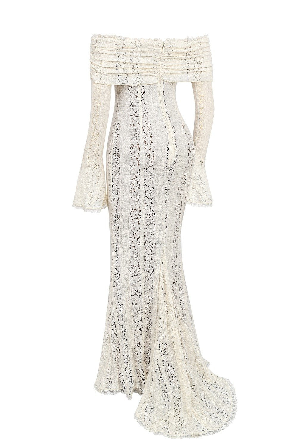 Cream Lace Off Shoulder Maxi Dress