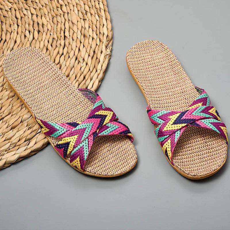 Retro Handmade Non-Slip Linen Slippers