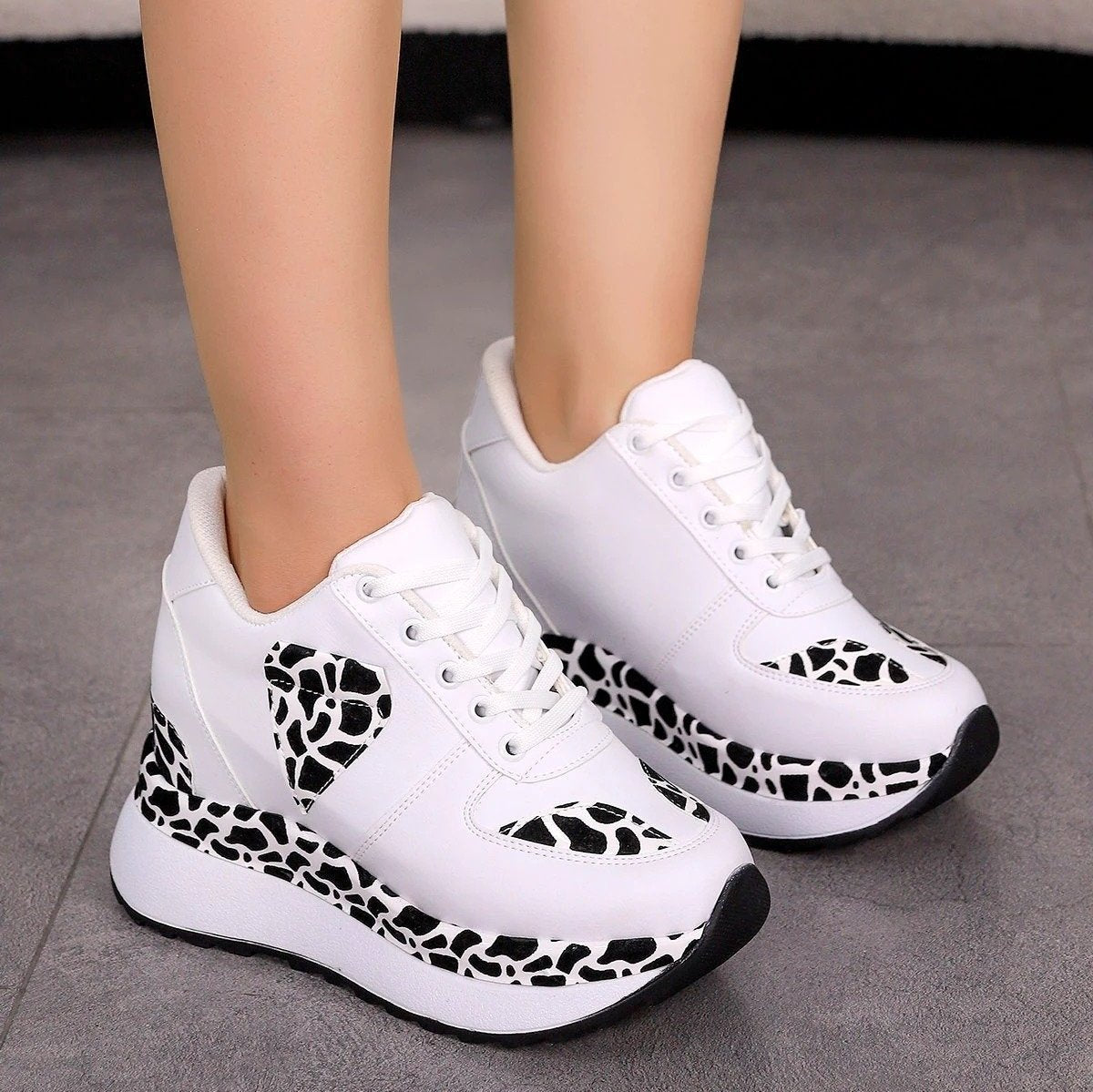 Wedge Heel Lace-Up Sneakers