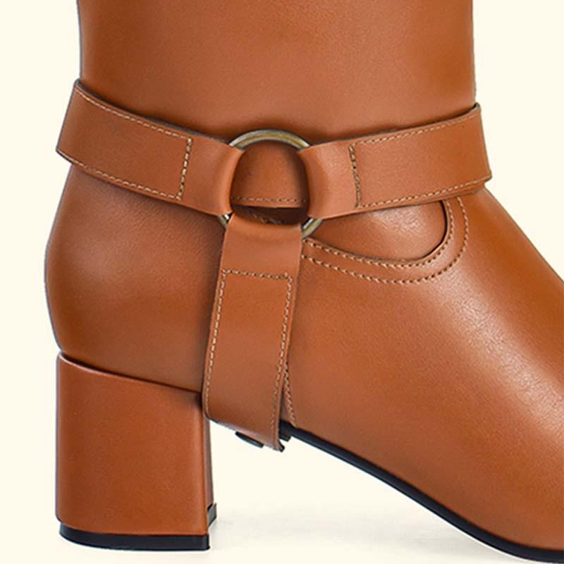 Women 2in1 Calf-Length Leather Finish Detachable Ankle-Knee Boots