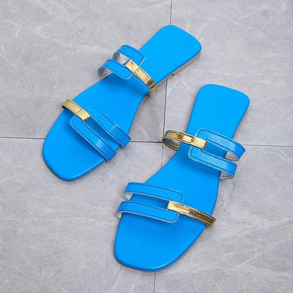 Colorblock Fashion Flat Sandals