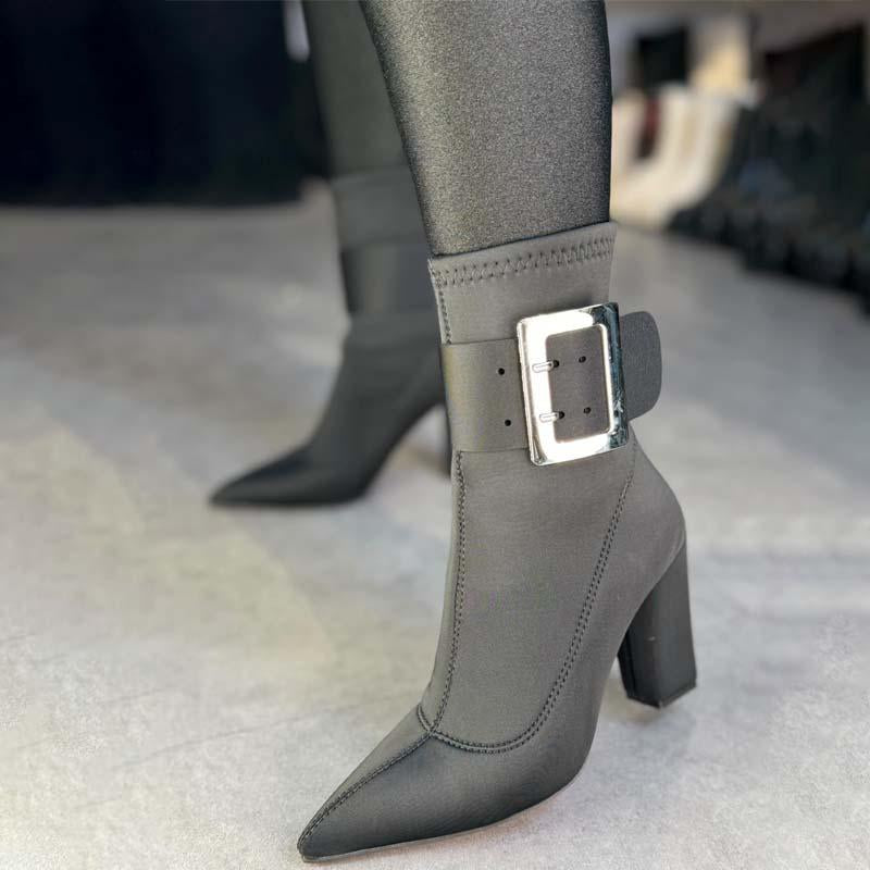 Buckle Point-Toe Ankle Boots