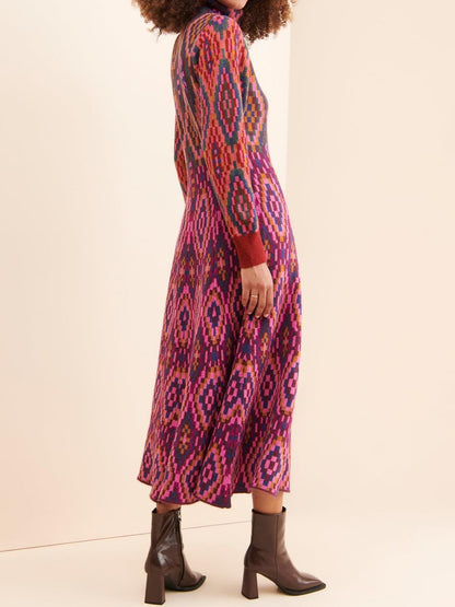 Turtleneck Knit Sweater Maxi Dress