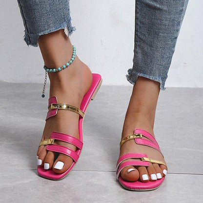 Colorblock Fashion Flat Sandals