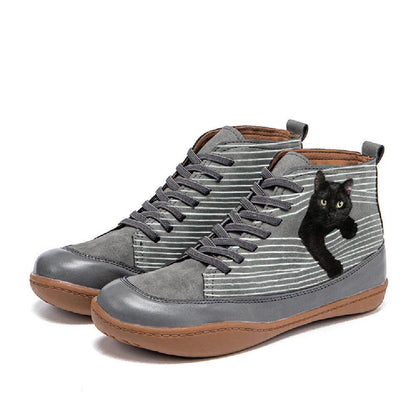 Women's Cute Cat Print Ankle Boots