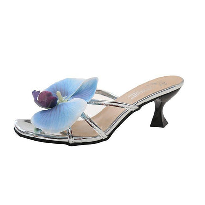 3D Flower High-heeled Slippers