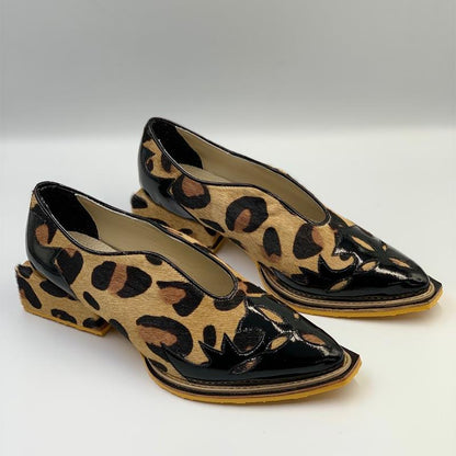 Women's Fashion Pointed Leopard Thick Heel Shoes