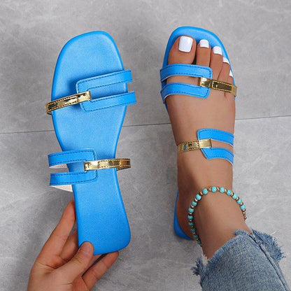 Colorblock Fashion Flat Sandals