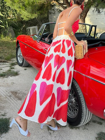 Painted Hearts Straps Maxi Dress