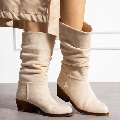 Women's Suede Coarse Heel Boots