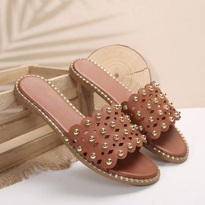 Summer Beach Casual Flats With Faux Pearl