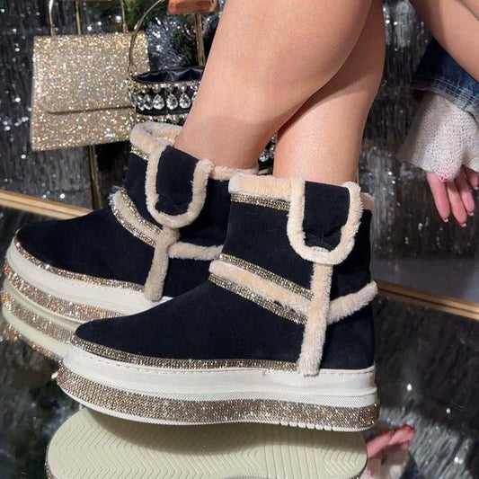 Rhinestone Sparkle Thick-soled Snow Boots