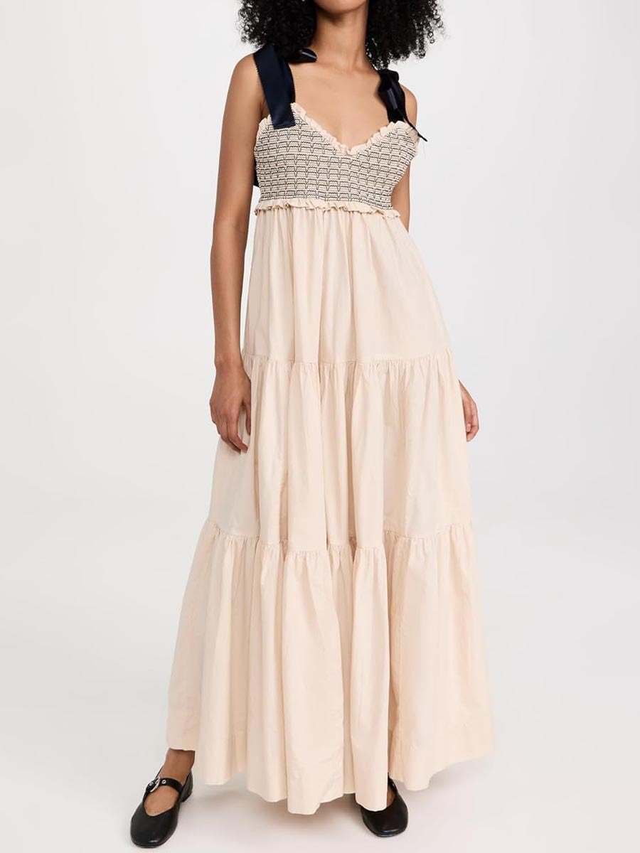 Ruffled Tie Up Maxi Dress