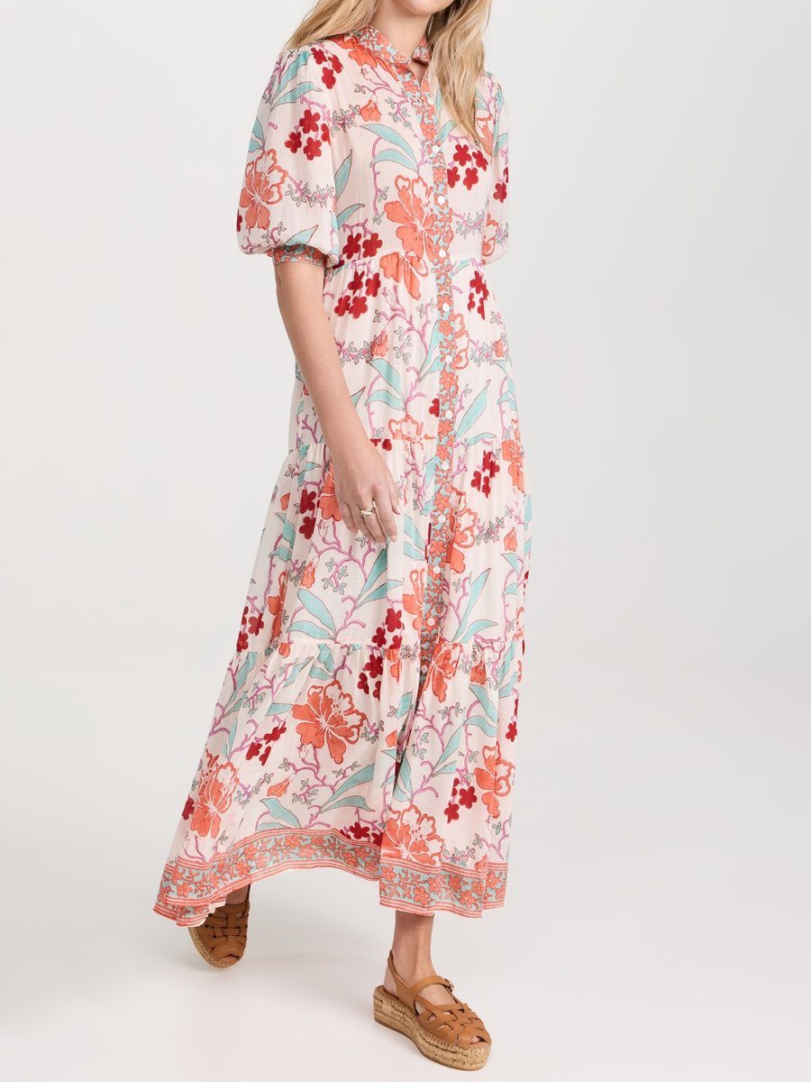 Floral Print Button Up Maxi Dress