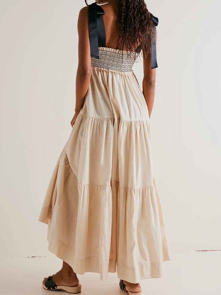 Ruffled Tie Up Maxi Dress