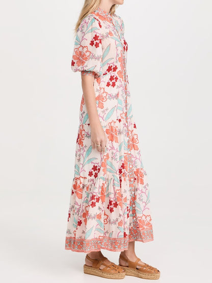 Floral Print Button Up Maxi Dress