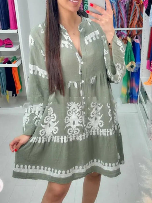 Digital Print Shirt Mini Dress