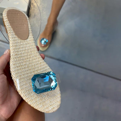 Wicker Crystal Flat Sandals