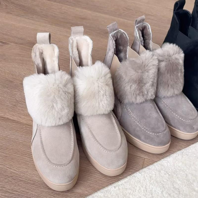 Thickened Warm Casual Frosted Solid Snow Boots