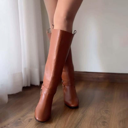 Women 2in1 Calf-Length Leather Finish Detachable Ankle-Knee Boots