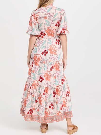 Floral Print Button Up Maxi Dress