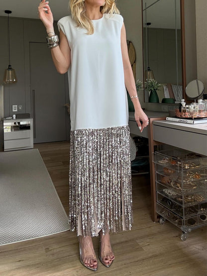 Sleeveless Shinny Fringed Party Dress