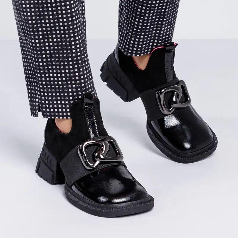 Women's Square-toe Platform Patent Leather Shoes