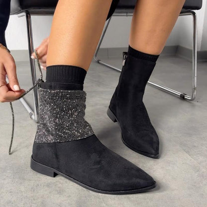 Rhinestone Sparkle Ankle Boots