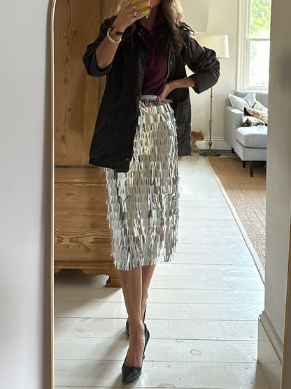 Tiered Fringe Fashion Pencil Skirt