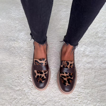 Leopard Print Stitching Women's Shoes Loafers