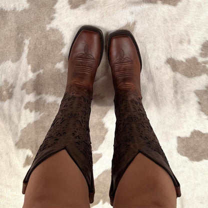 Retro Square Toe Western Boots