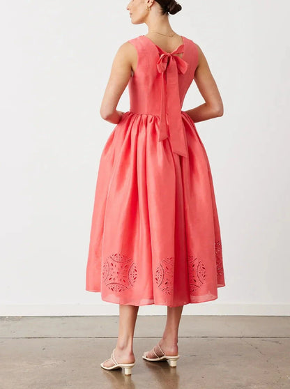 Voluminous Full-Circle Layered Skirt Midi Dress