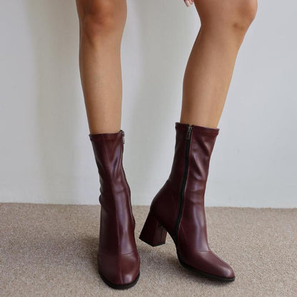 Short Heeled Stretch Boots