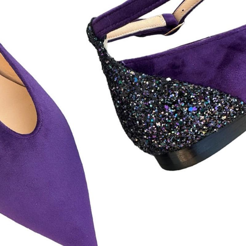 Purple Velvet Ballerinas