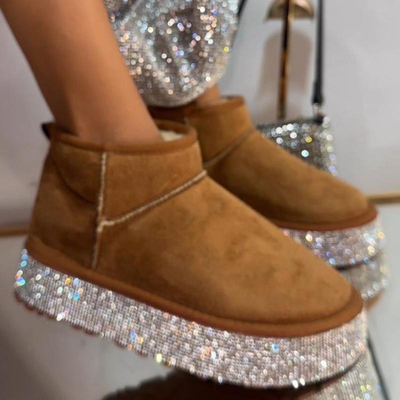 Rhinestone Platform Ankle Booties