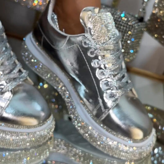 Silver Rhinestone Sparkle Sneakers