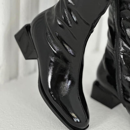 Women's Black Patent Leather Boots