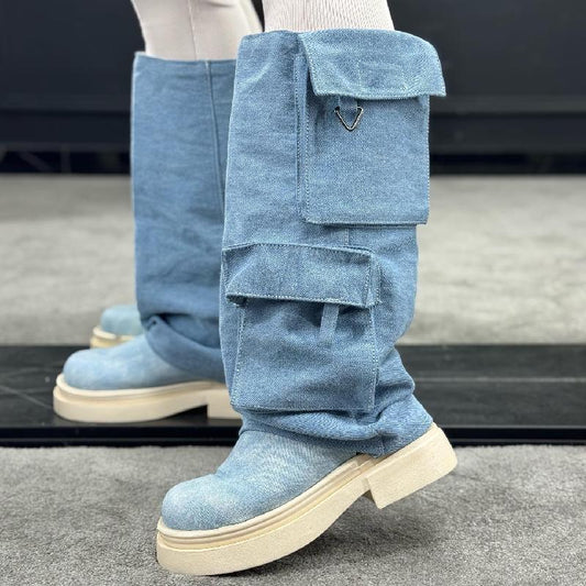 Denim Pockets Boots