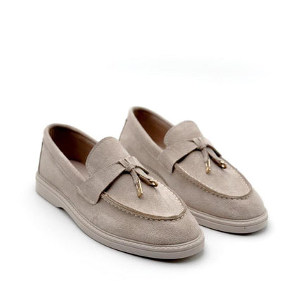 Metal Buckle Suede Flat Lazy Loafers