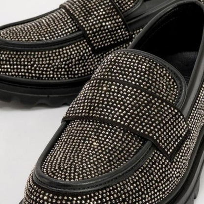 Black Suede Platinum Stone Loafers