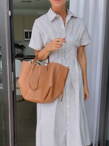 Simple Striped Shirt Dress