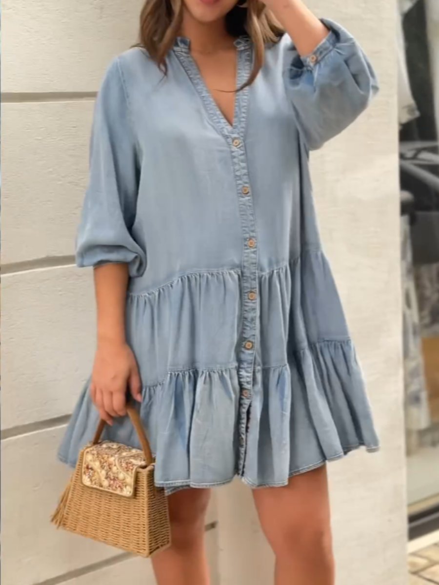 Blue Half Sleeve Mini Dress