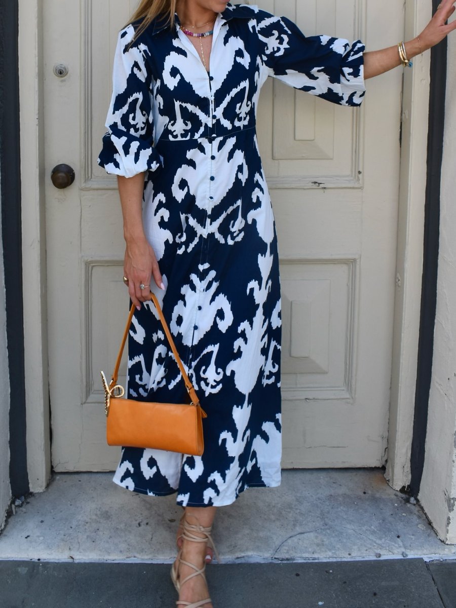 Button Up Printed Maxi Dress