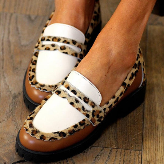 White Leopard Loafers