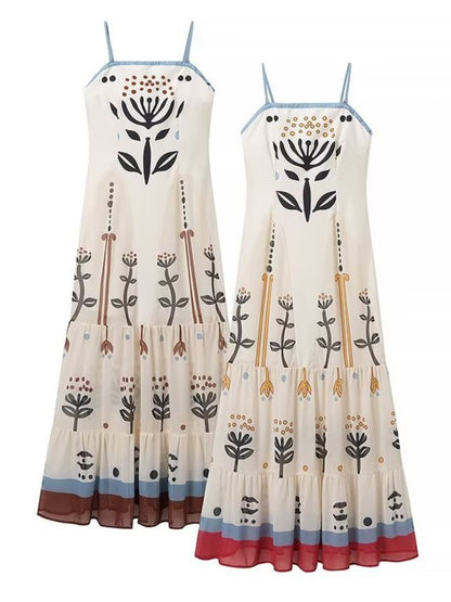 Fashion Sling Flower Embroidery Dress