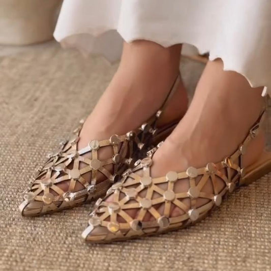 Crystal Pointed-Toe Slingback Flats