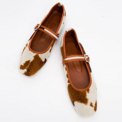 Women's Ballerina Shoes with Brown Pattern