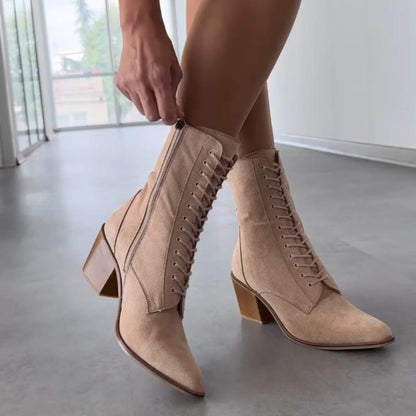 Pointed Toe Short Heel Women's Boots